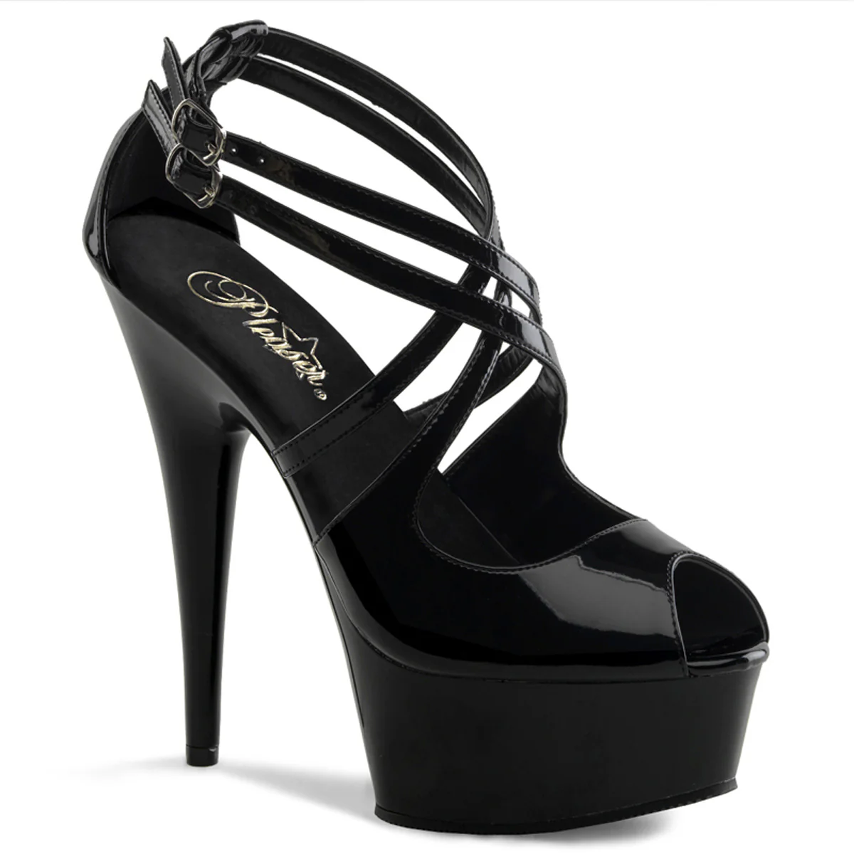 Black 6 Inch Pole Dance Platform Shoes - Pleaser DELIGHT-612