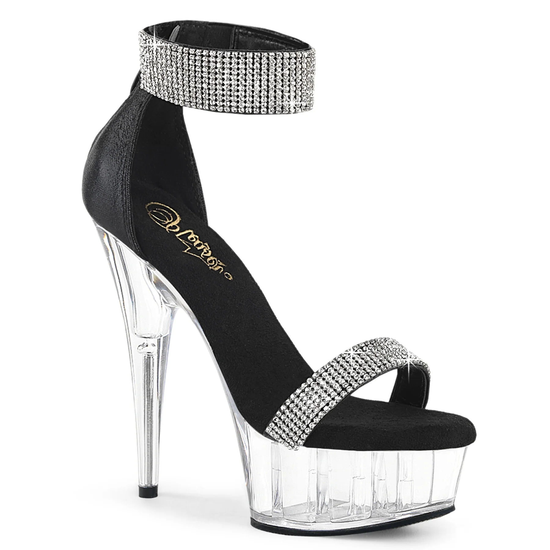 Black Fabric 6 Inch Pole Dance Platform Shoes -  Pleaser DELIGHT-641