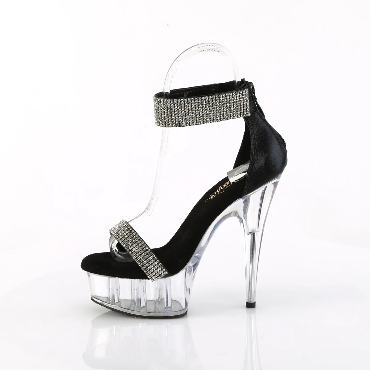 Black Fabric 6 Inch Pole Dance Platform Shoes -  Pleaser DELIGHT-641 - Image 3