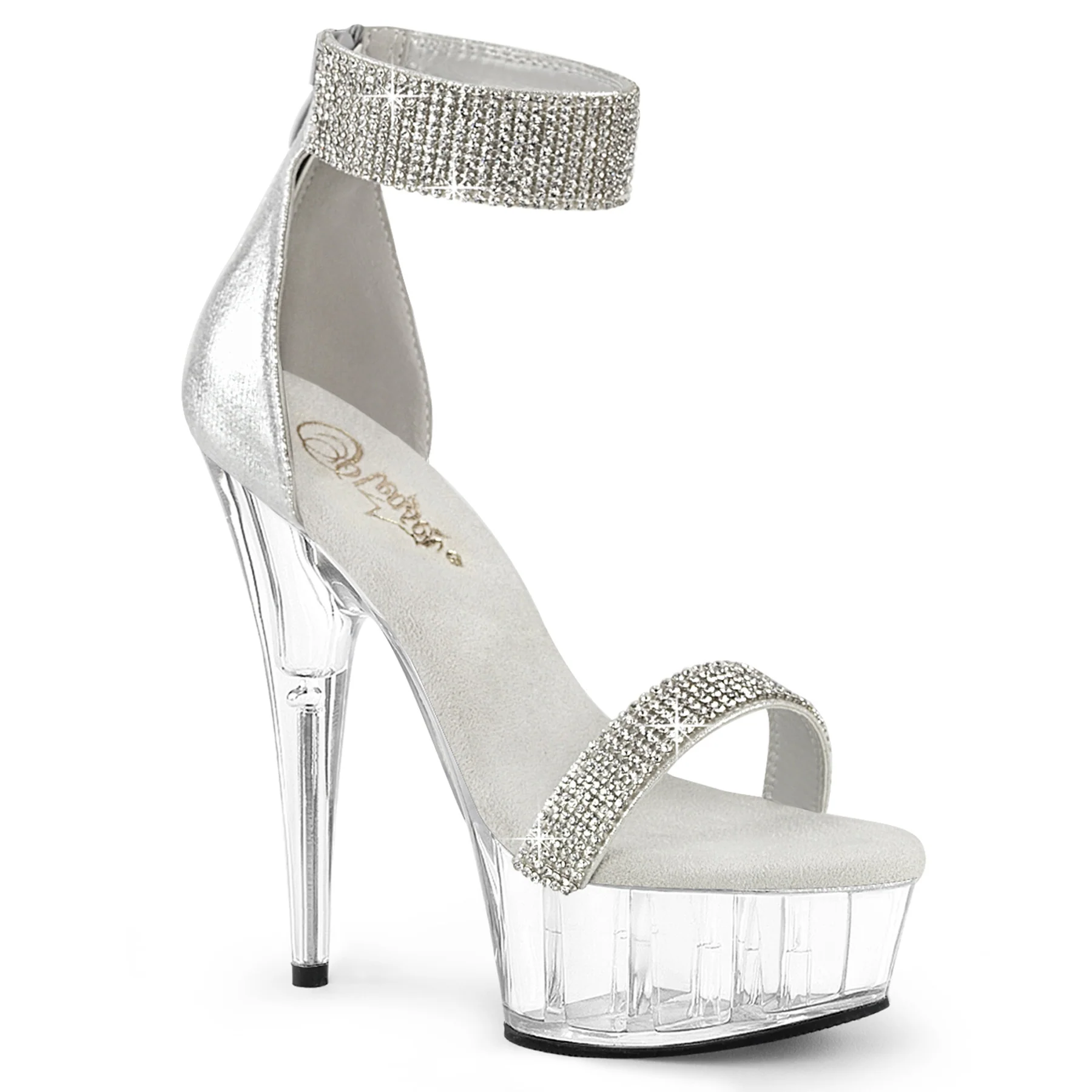 Silver 6 Inch Pole Dance Platform Shoes - Pleaser DELIGHT-641