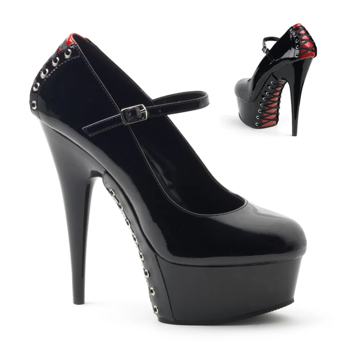 Black Red 6 Inch Lap Dance Platform Shoes - Pleaser DELIGHT-687FH - Image 6