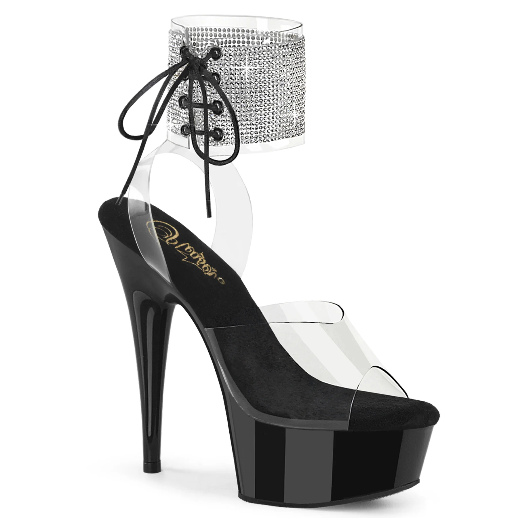 Clear Black 6 Inch Glamour Platform Shoes - Pleaser DELIGHT-691-2RS