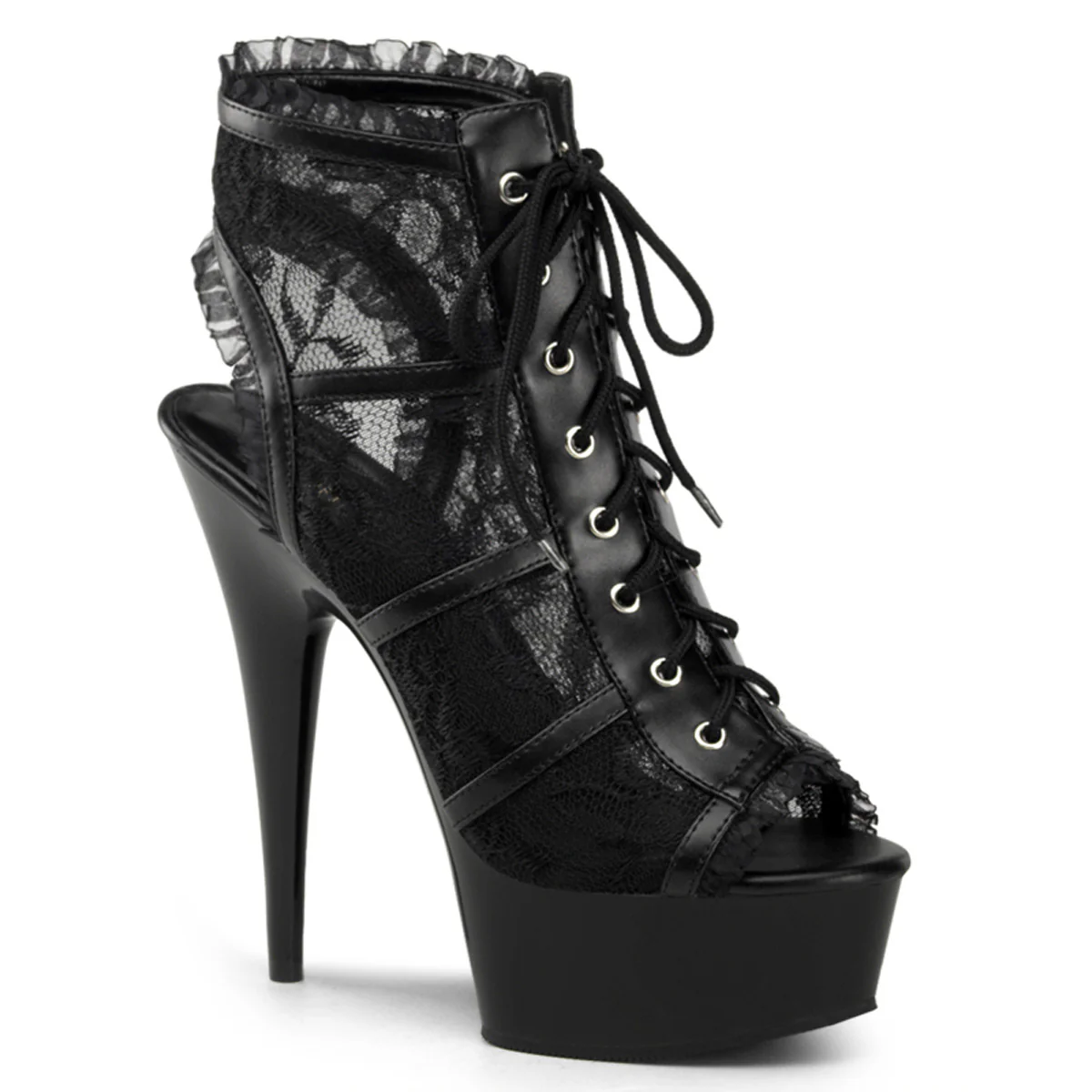 Black 6 Inch Pole Dance Platform Shoes -  Pleaser DELIGHT-696LC - Image 6