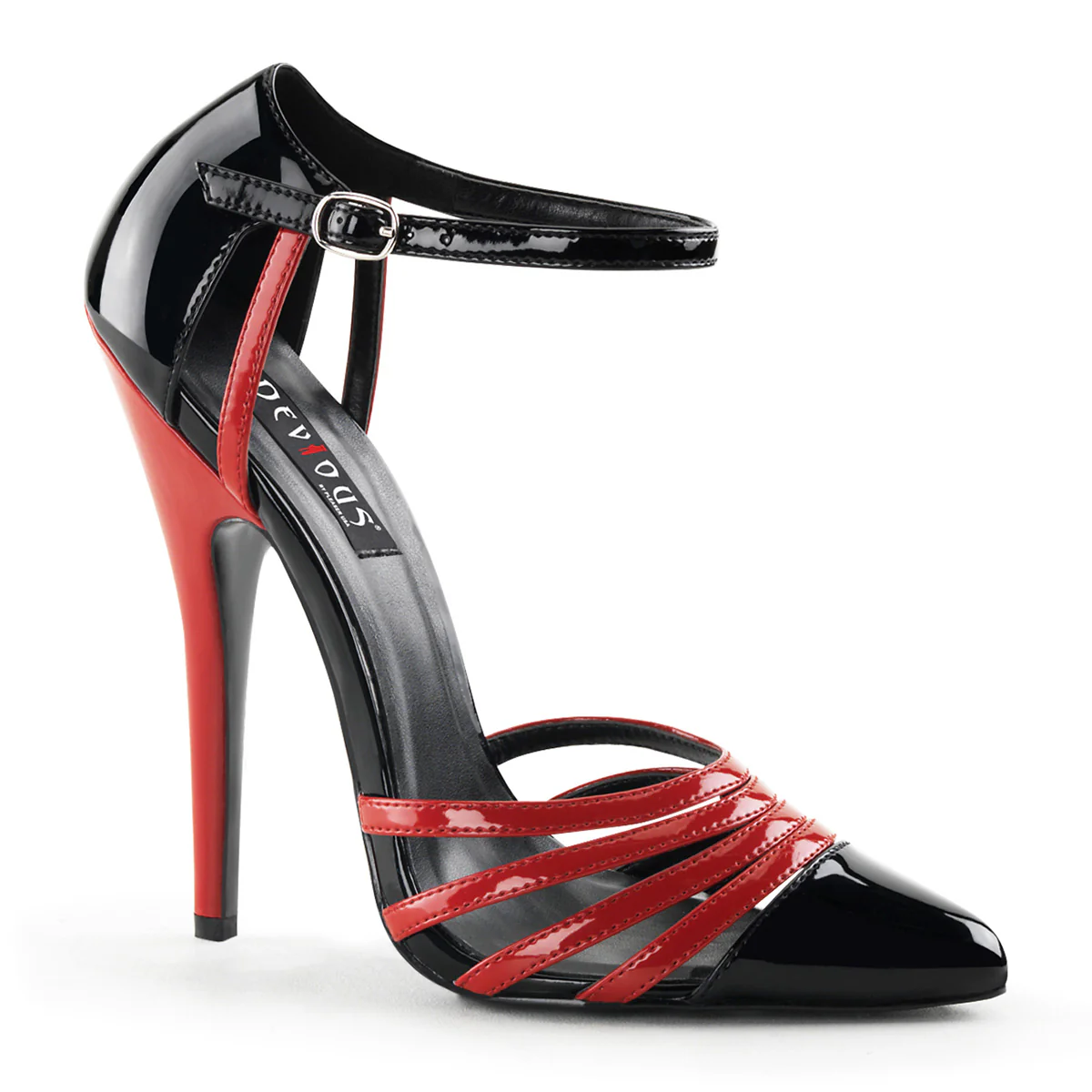 Black Red 6 Inch Fetish Heels -  Devious DOMINA-412