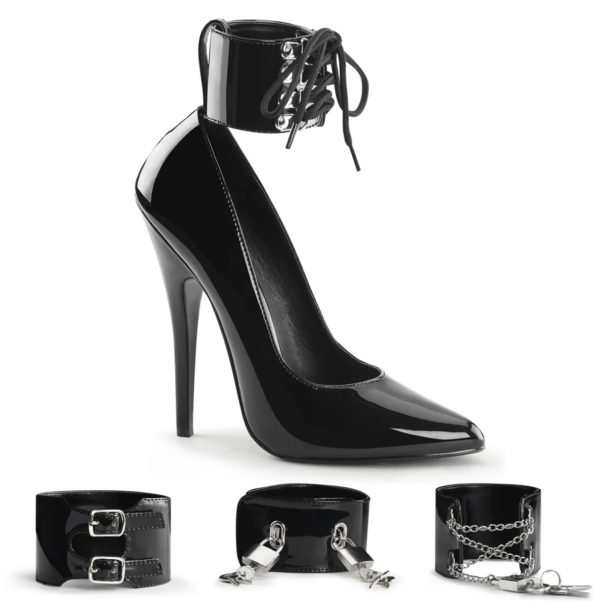 Black 6 Inch Fetish Heels - Devious DOMINA-434 - Image 6