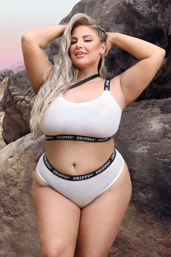 FL-AF974 DRIPPIN' Iridescent Strappy One-shoulder Top & Cheeky Panty - Image 4