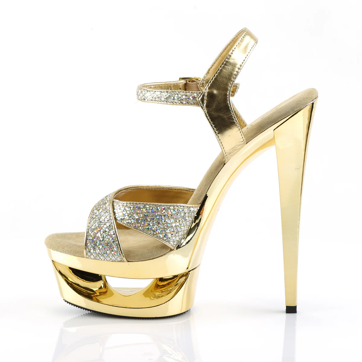 Gold 6.5 Inch Pole Dance Platform Shoes -  Pleaser ECLIPSE-619G - Image 3
