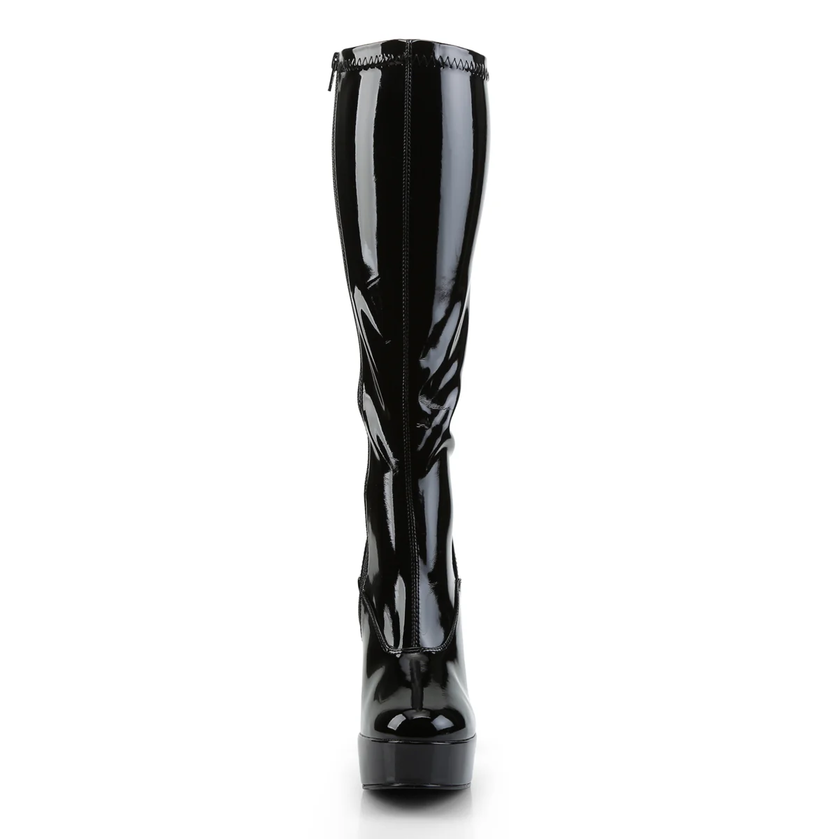Black Patent 5 Inch Retro Knee High Boots - Pleaser ELECTRA-2000Z - Image 2