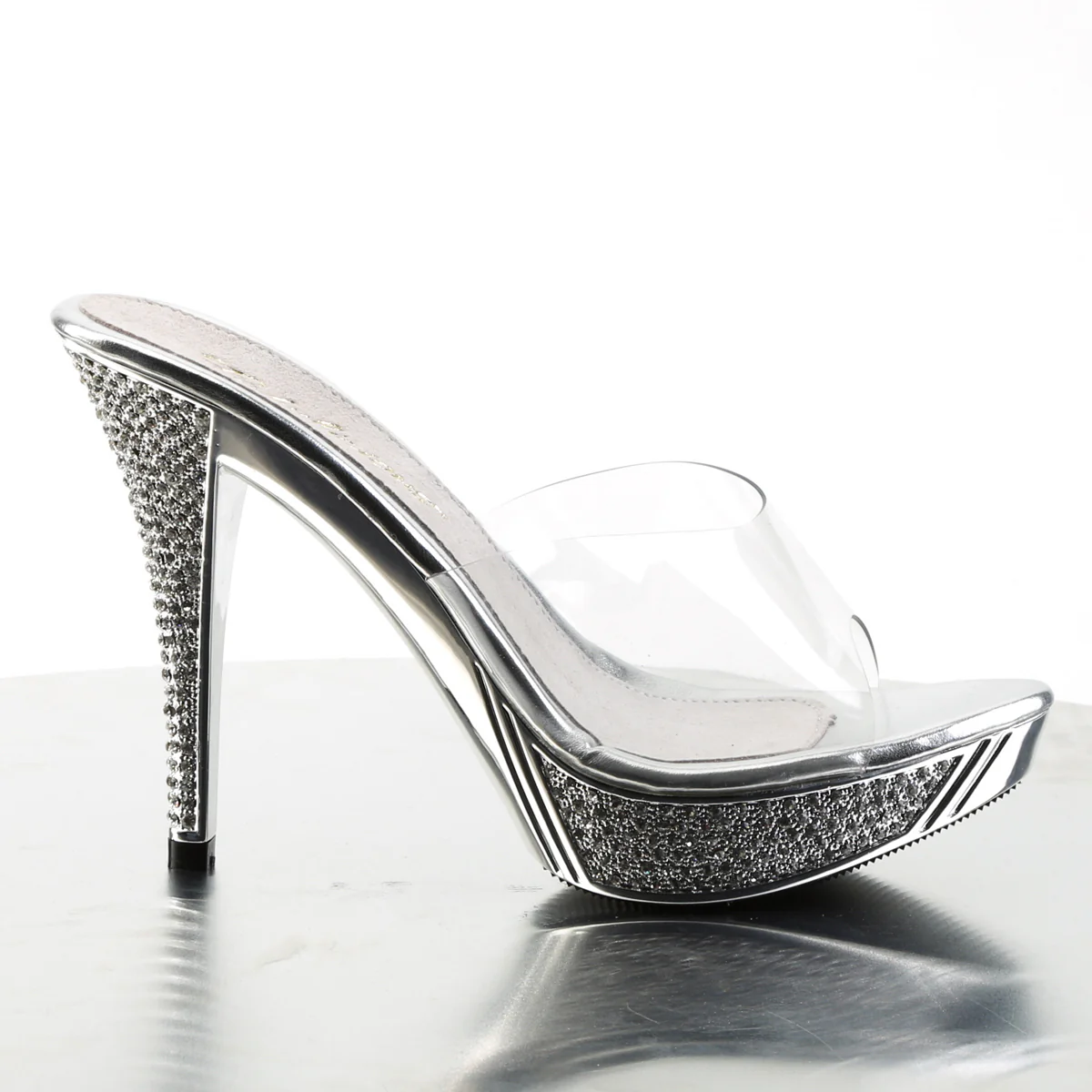 Silver Chrome 4.5 Inch Posing Shoes - Fabulicious ELEGANT-401 - Image 5