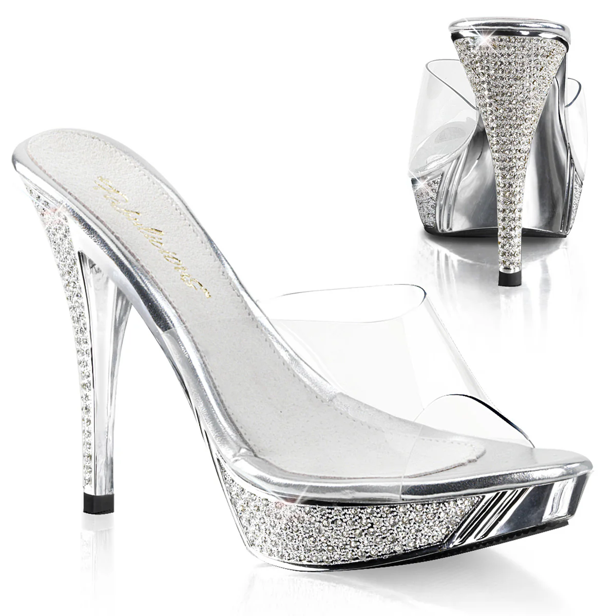 Silver Chrome 4.5 Inch Posing Shoes - Fabulicious ELEGANT-401 - Image 6
