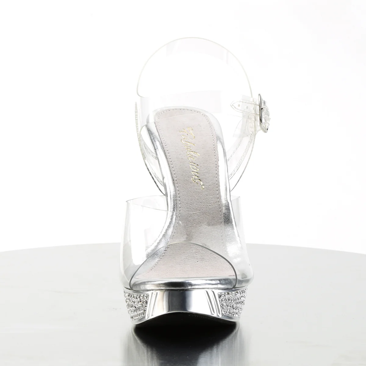 Silver Chrome 4.5 Inch Posing Shoes - Fabulicious ELEGANT-408 - Image 2