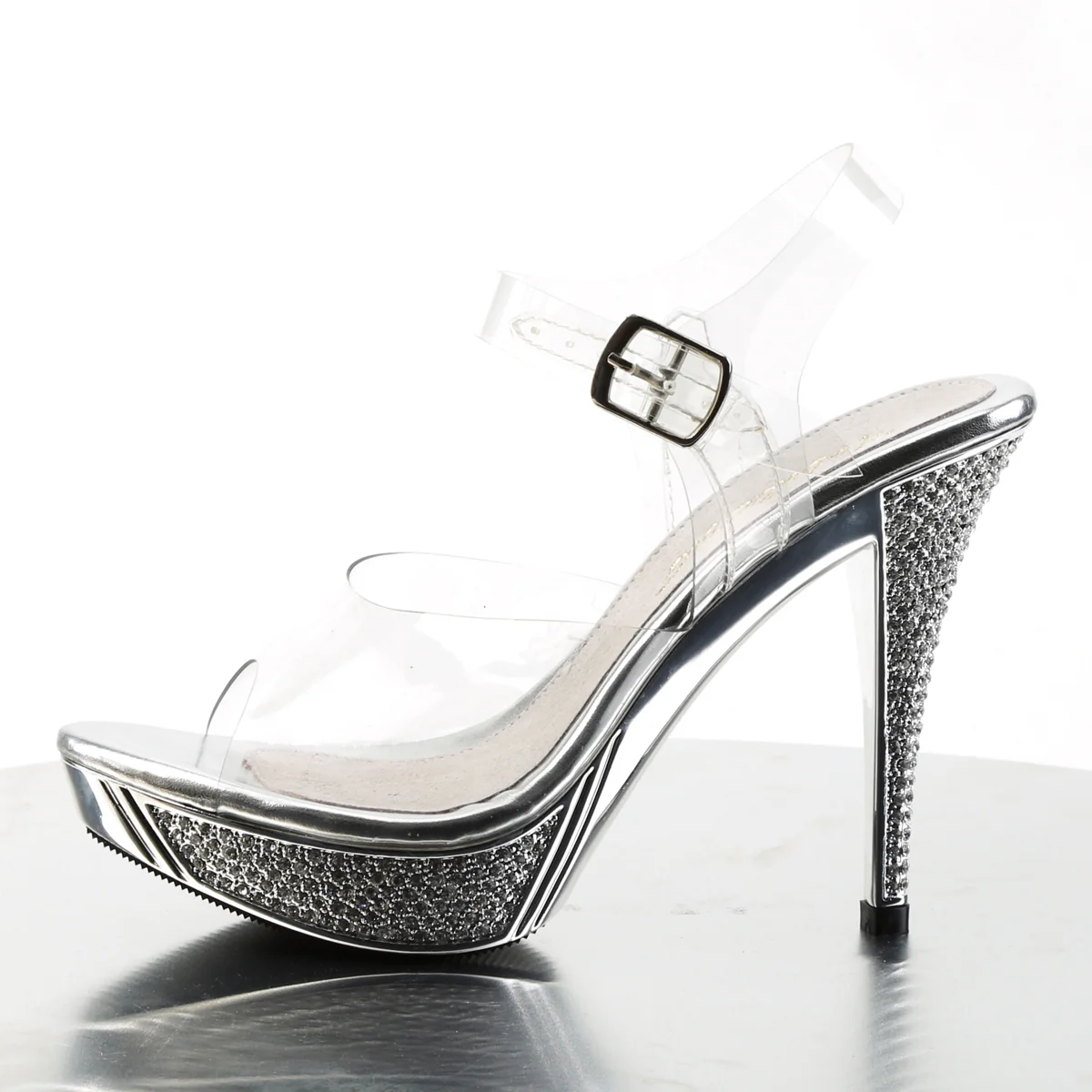 Silver Chrome 4.5 Inch Posing Shoes - Fabulicious ELEGANT-408 - Image 3