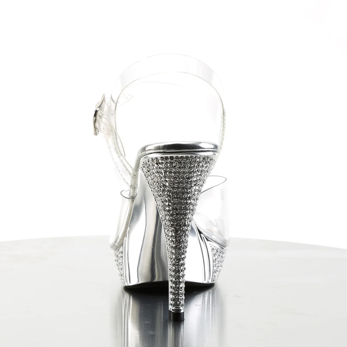 Silver Chrome 4.5 Inch Posing Shoes - Fabulicious ELEGANT-408 - Image 4