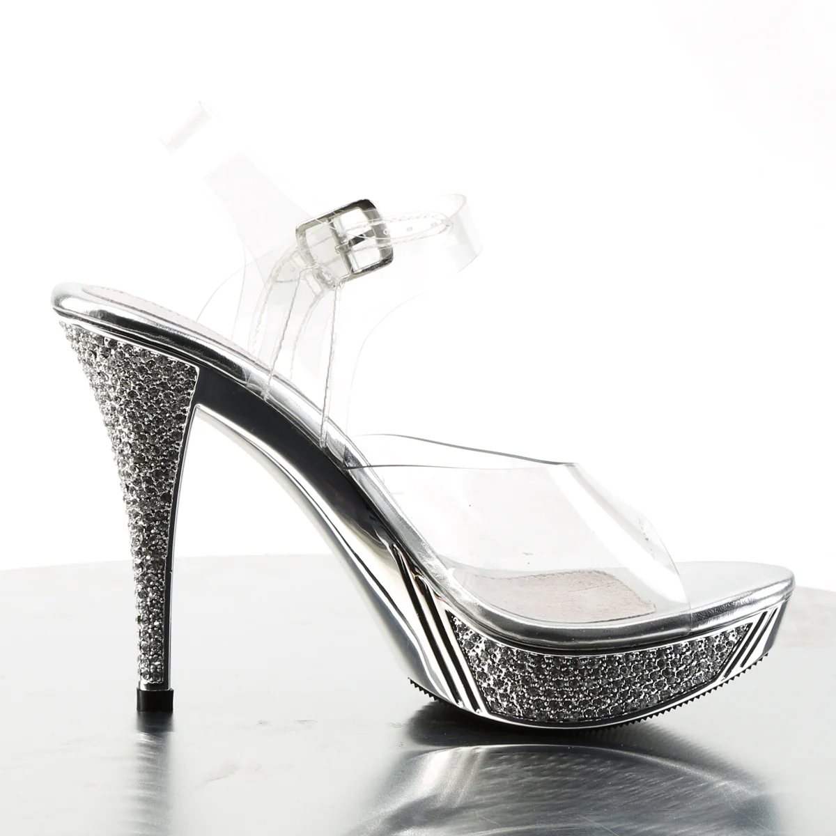 Silver Chrome 4.5 Inch Posing Shoes - Fabulicious ELEGANT-408 - Image 5