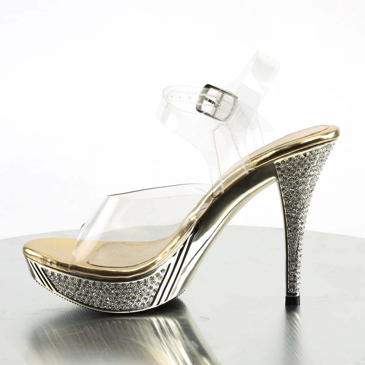 Gold Chrome 4.5 Inch Posing Shoes -  Fabulicious ELEGANT-408 - Image 3