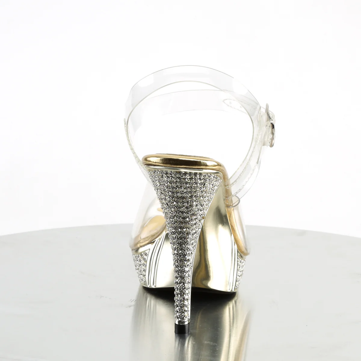 Gold Chrome 4.5 Inch Posing Shoes -  Fabulicious ELEGANT-408 - Image 4