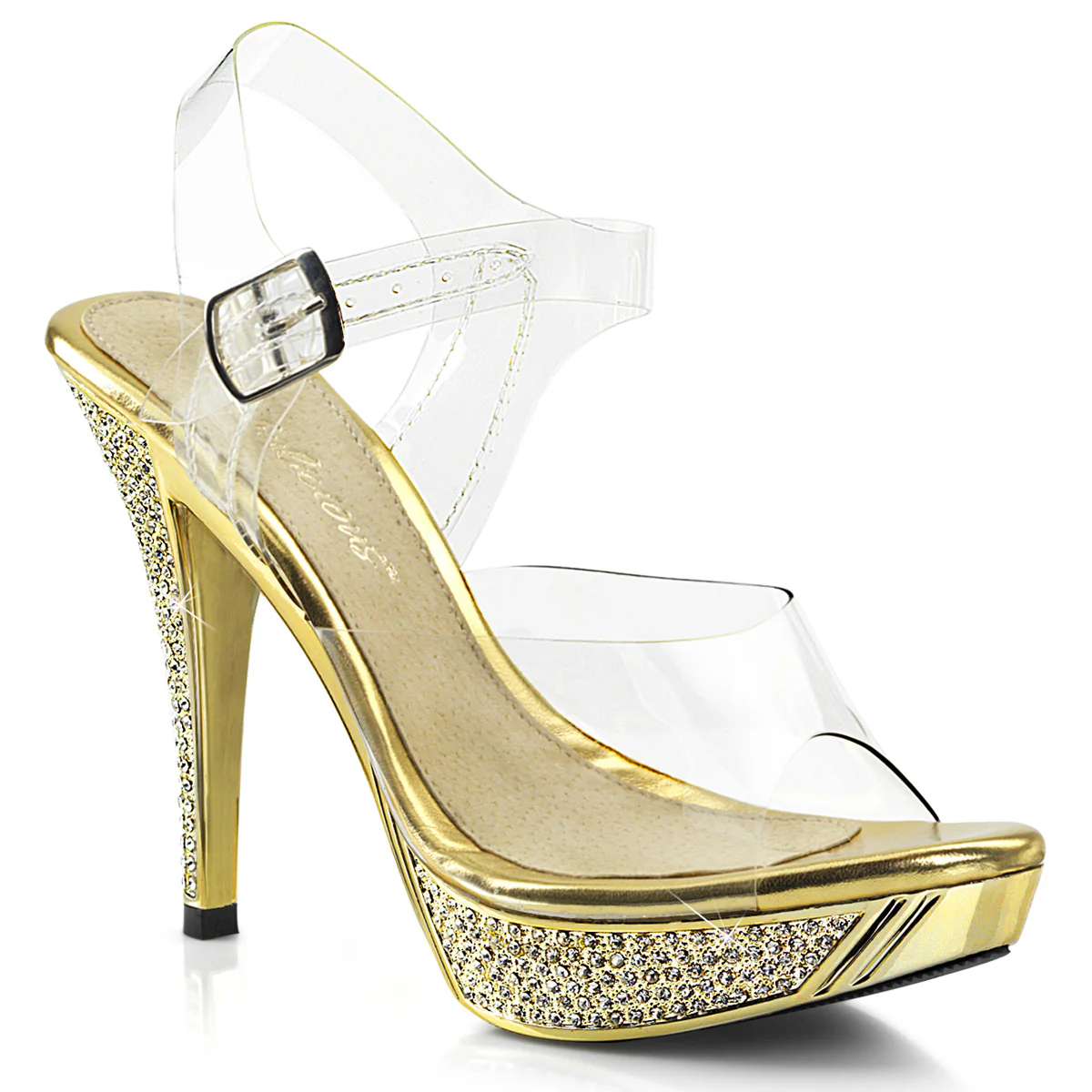 Gold Chrome 4.5 Inch Posing Shoes -  Fabulicious ELEGANT-408 - Image 6