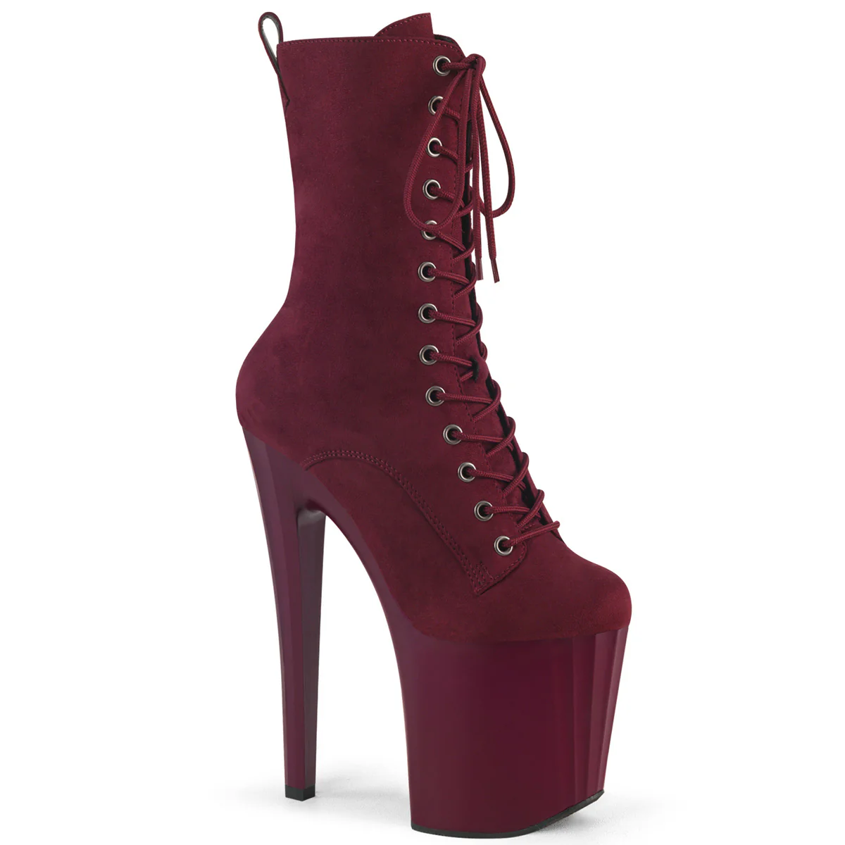 Burgundy 8 Inch Exotic Dancer Ankle Boots - Pleaser ENCHANT-1040