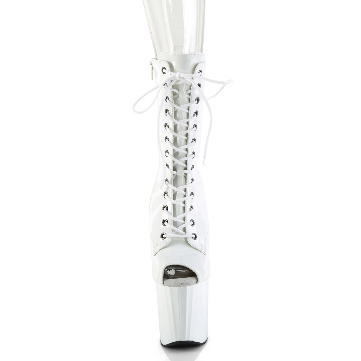 White 8 Inch Pole Dancing Ankle Boots - Pleaser ENCHANT-1041 - Image 2