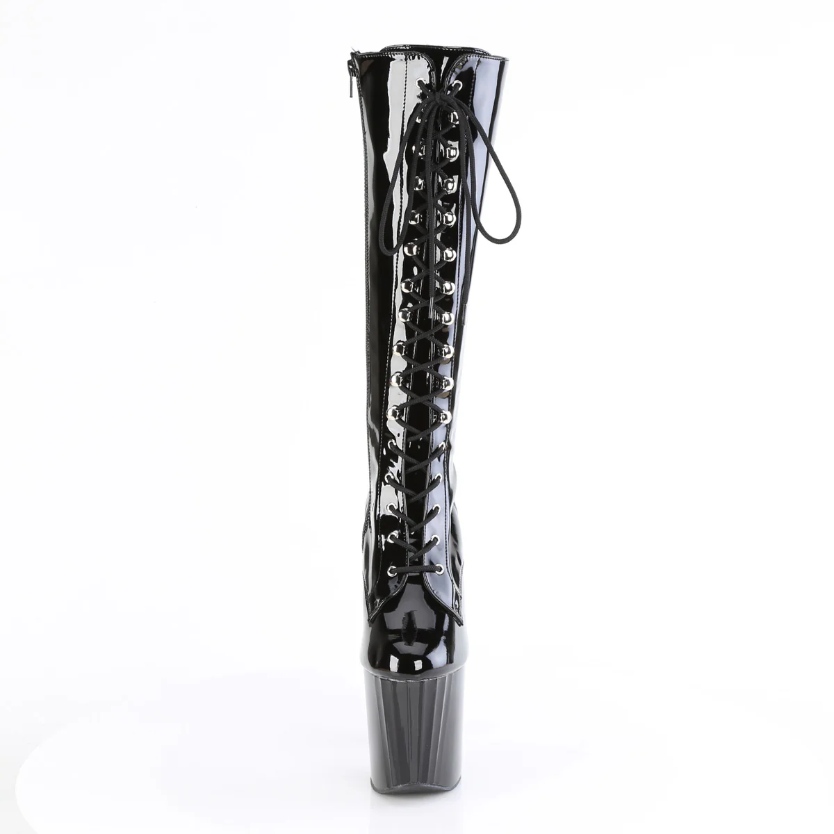 Black Patent 8 Inch Pole Dance Ankle Boots - Pleaser ENCHANT-2023 - Image 2