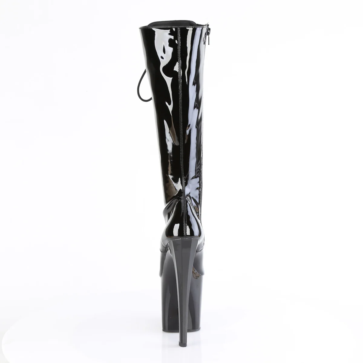 Black Patent 8 Inch Pole Dance Ankle Boots - Pleaser ENCHANT-2023 - Image 4