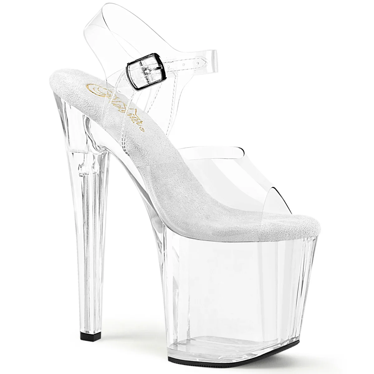 Clear 8 Inch Glitter Platform Ankle Boots -  Pleaser ENCHANT-708