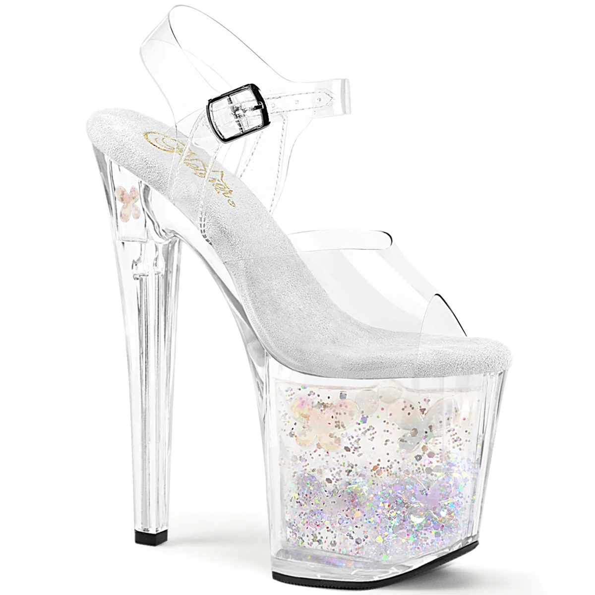 Clear 8 Inch Glitter Pole Ankle Boots - Pleaser ENCHANT-708AQUA-02