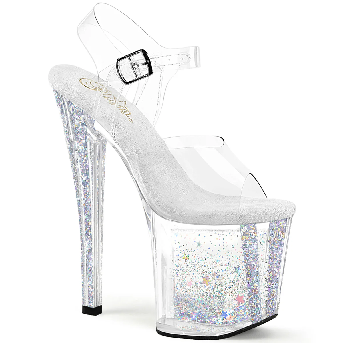 Silver Mini Glitter 8 Inch Exotic Dance Ankle Boots - Pleaser ENCHANT-708AQUA-04