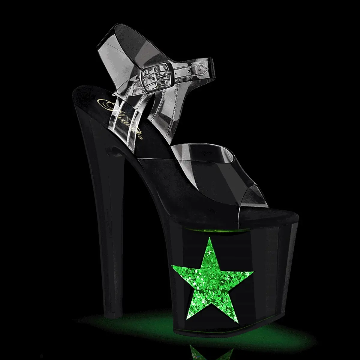 Black Silver Glitter 8 Inch Pole Dancer Ankle Boots - Pleaser ENCHANT-708LT-STAR