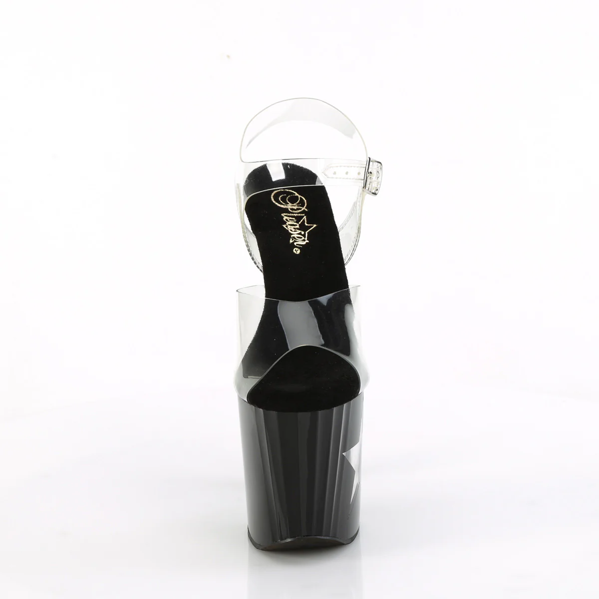 Black Silver Glitter 8 Inch Pole Dancer Ankle Boots - Pleaser ENCHANT-708LT-STAR - Image 2