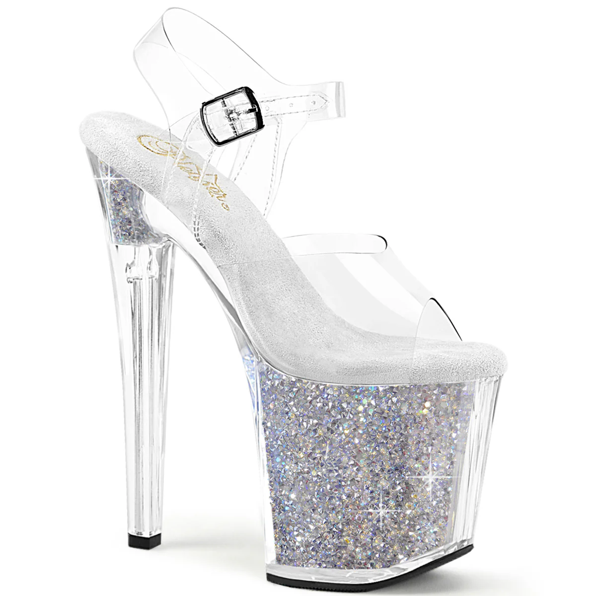 Clear Bling 8 Inch Pole Dancing Ankle Boots -  Pleaser ENCHANT-708RSI