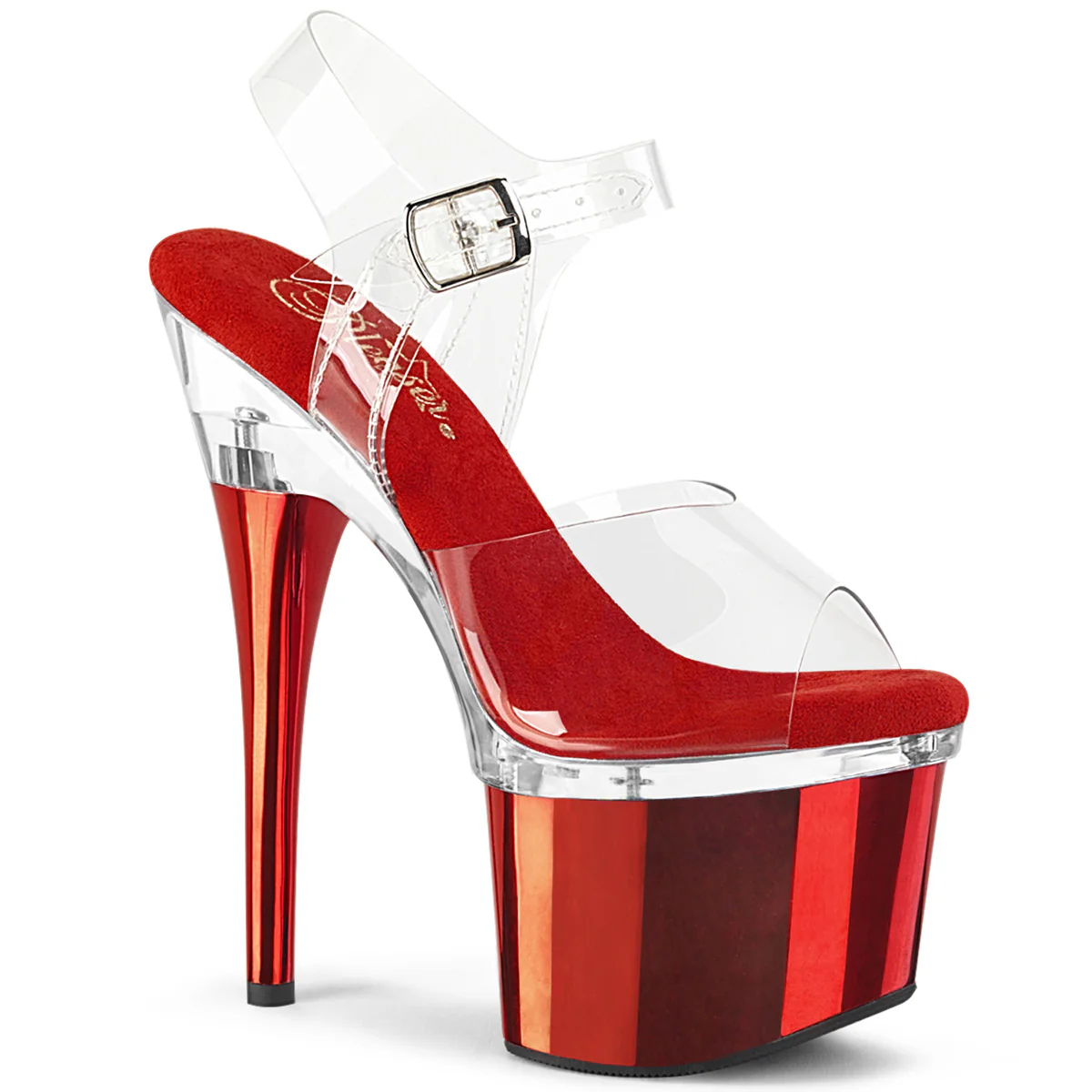 Clear Red 7 Inch Exotic Dancing Platform Shoes - Pleaser ESTEEM-708