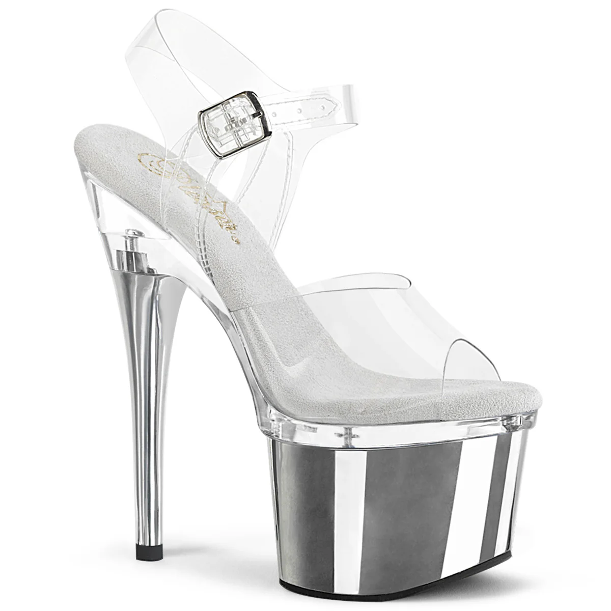 Silver 7 Inch Pole Dancer Platform Shoes -  Pleaser ESTEEM-708
