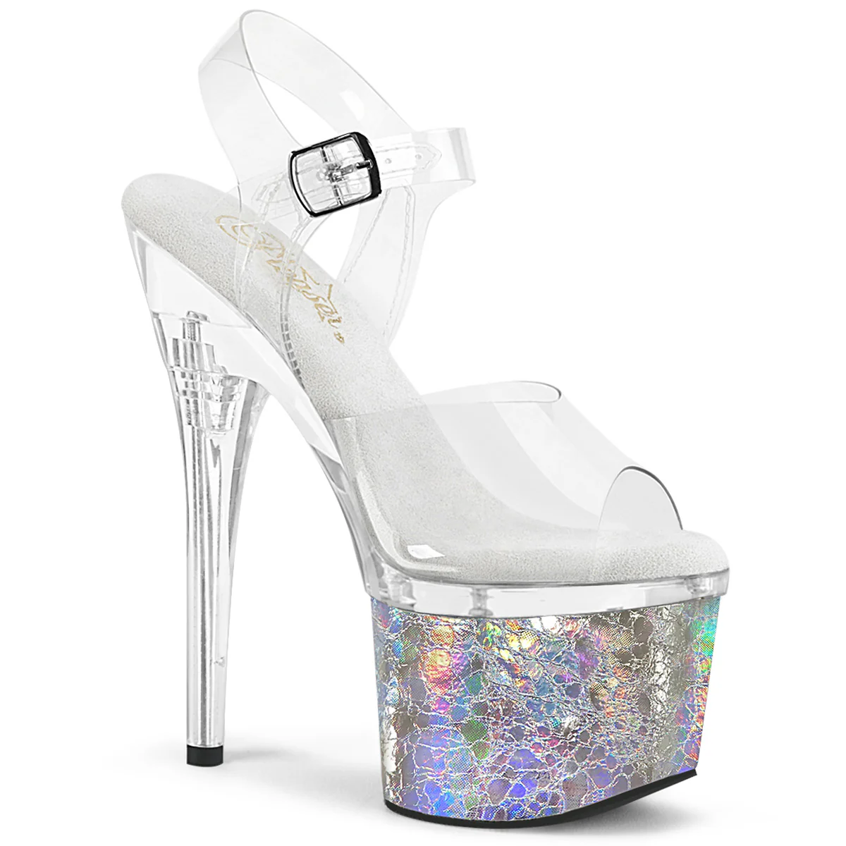 Silver 7 Inch Strippers Platform Shoes - Pleaser ESTEEM-708CK