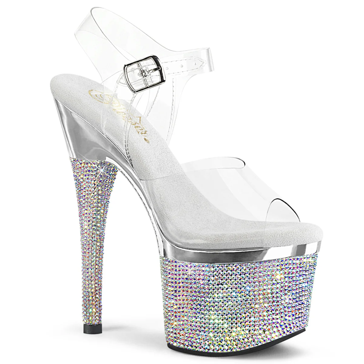 Silver Chrome 7 Inch Glamour Models Platform Shoes - Pleaser ESTEEM-708DM