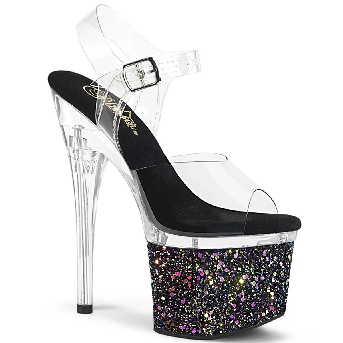 Clear Black 7 Inch Statement High Platform Shoes -  Pleaser ESTEEM-708LG