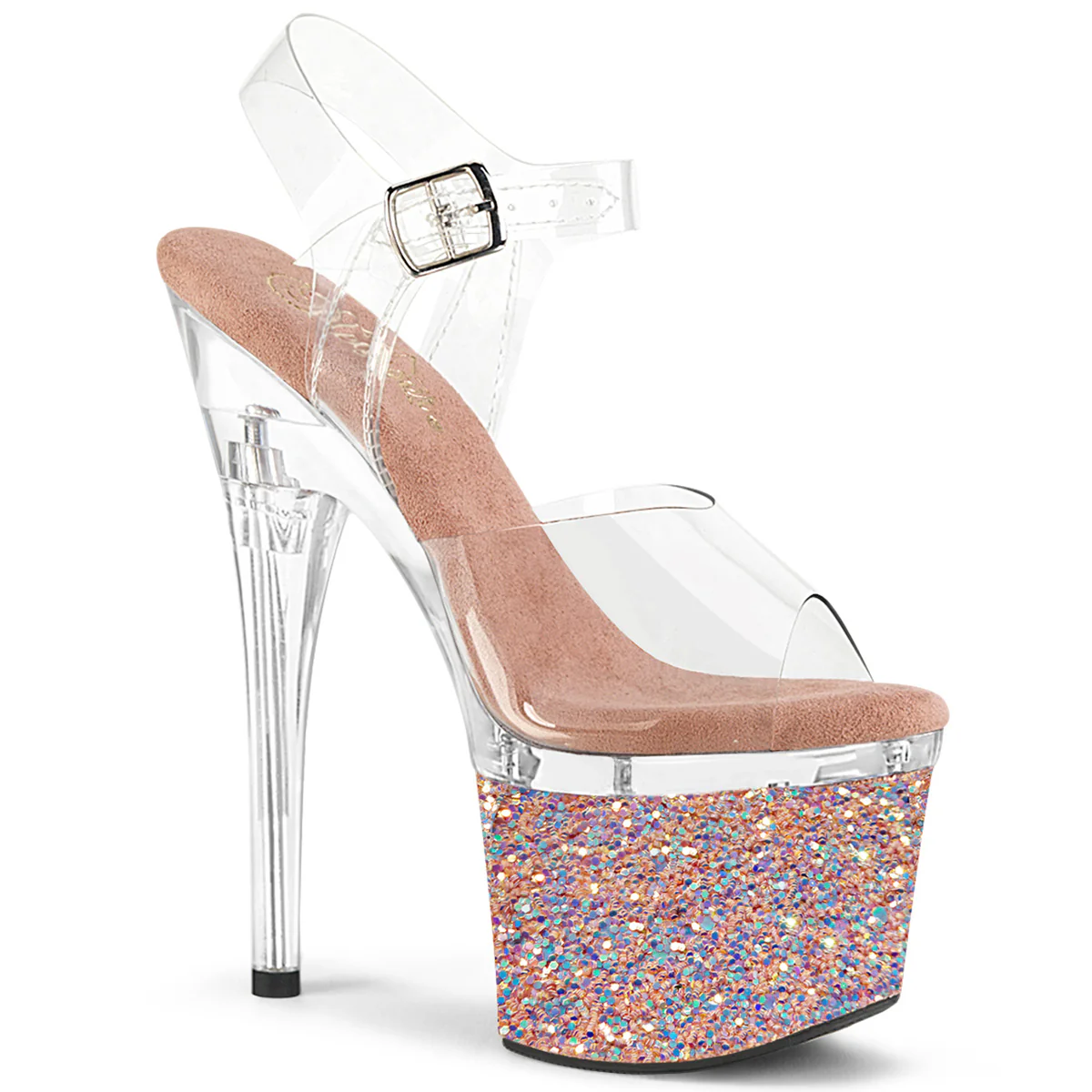 Rose Gold 7 Inch Pole Dancer Platform Shoes -  Pleaser ESTEEM-708LG