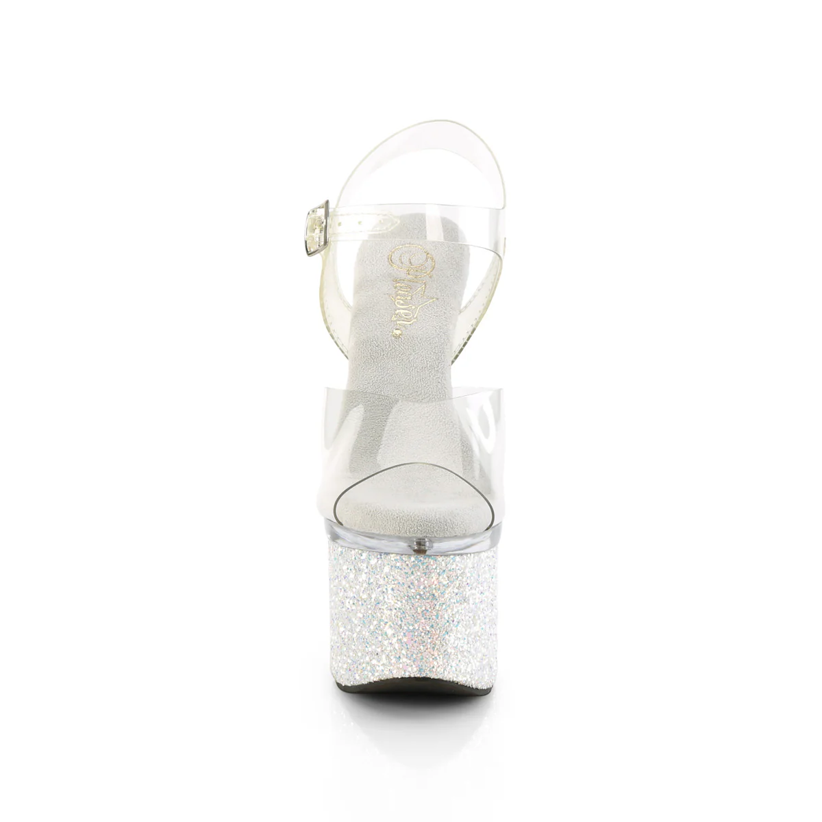 White Multi Glitter 7 Inch Lap Dance Platform Shoes - Pleaser ESTEEM-708LG - Image 2