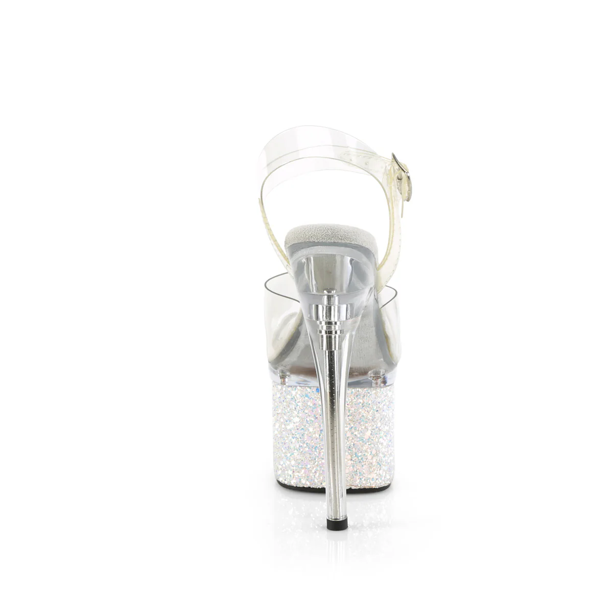 White Multi Glitter 7 Inch Lap Dance Platform Shoes - Pleaser ESTEEM-708LG - Image 4