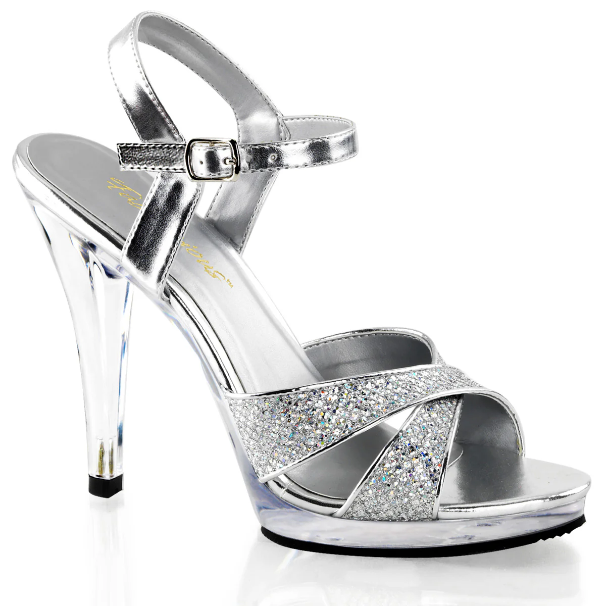 Silver Glitter 4.5 Inch Fetish Shoes - Fabulicious FLAIR-419(G) - Image 6