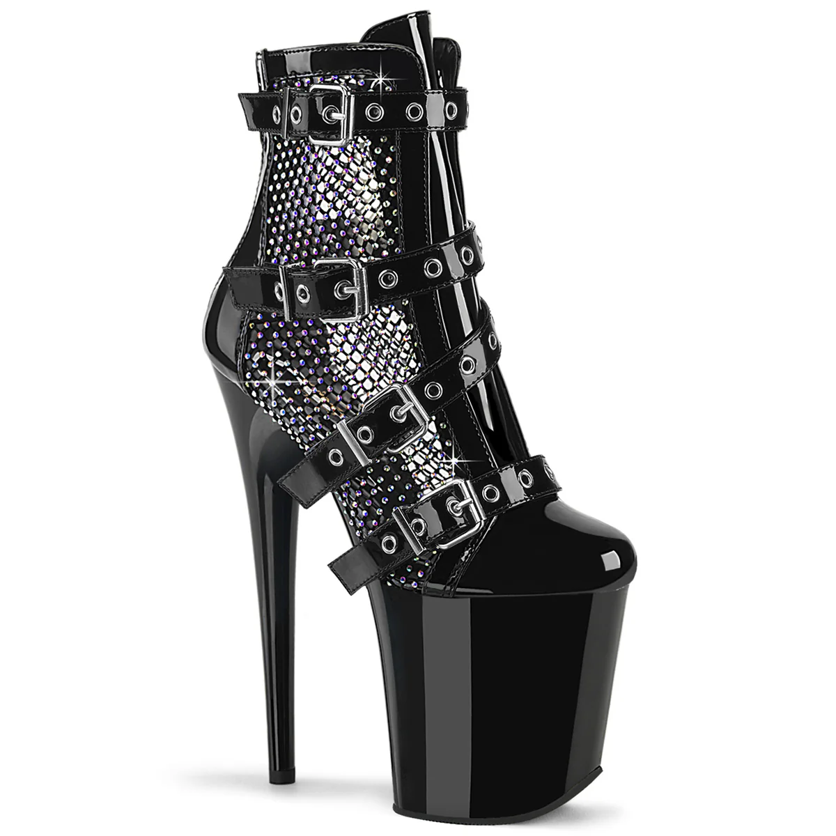 Black 8 Inch Pole Dancer Ankle Boots - Pleaser FLAMINGO-1013RM