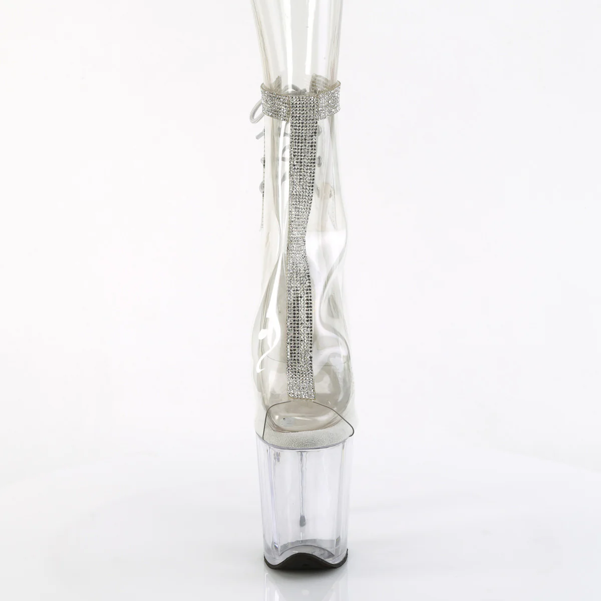 Clear 8 Inch Strippers Ankle Boots -  Pleaser FLAMINGO-1018C-2RS - Image 2