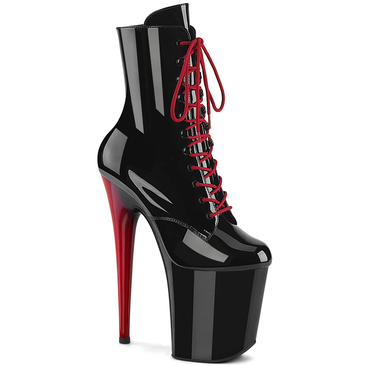 Black Red 8 Inch Statement High Ankle Boots - Pleaser FLAMINGO-1020