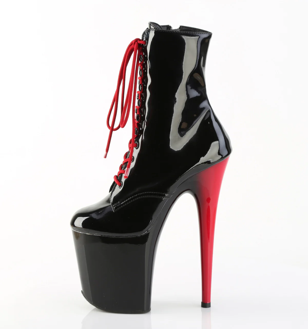 Black Red 8 Inch Statement High Ankle Boots - Pleaser FLAMINGO-1020 - Image 3