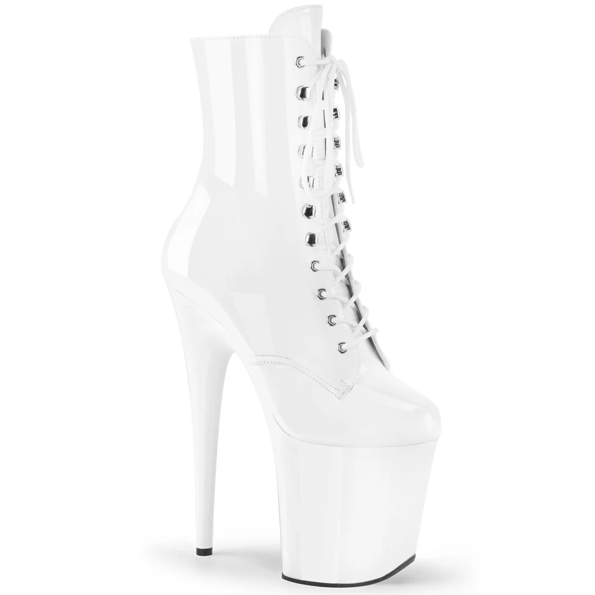 White 8 Inch Platform Ankle Boots -  Pleaser FLAMINGO-1020