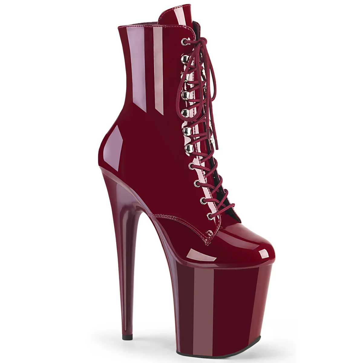 Burgundy 8 Inch Platform Ankle Boots - Pleaser FLAMINGO-1020