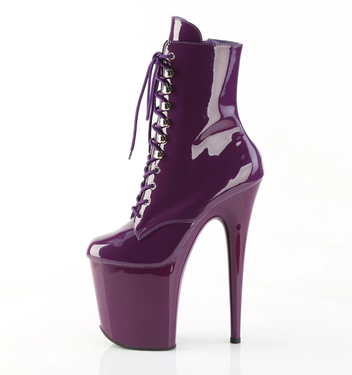 Purple 8 Inch Pole Heels Ankle Boots -  Pleaser FLAMINGO-1020 - Image 3