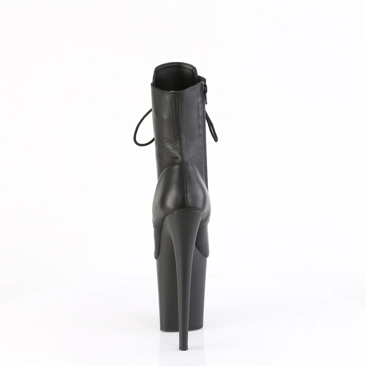 Black Leather 8 Inch Pole Heels Ankle Boots - Pleaser FLAMINGO-1020 - Image 4