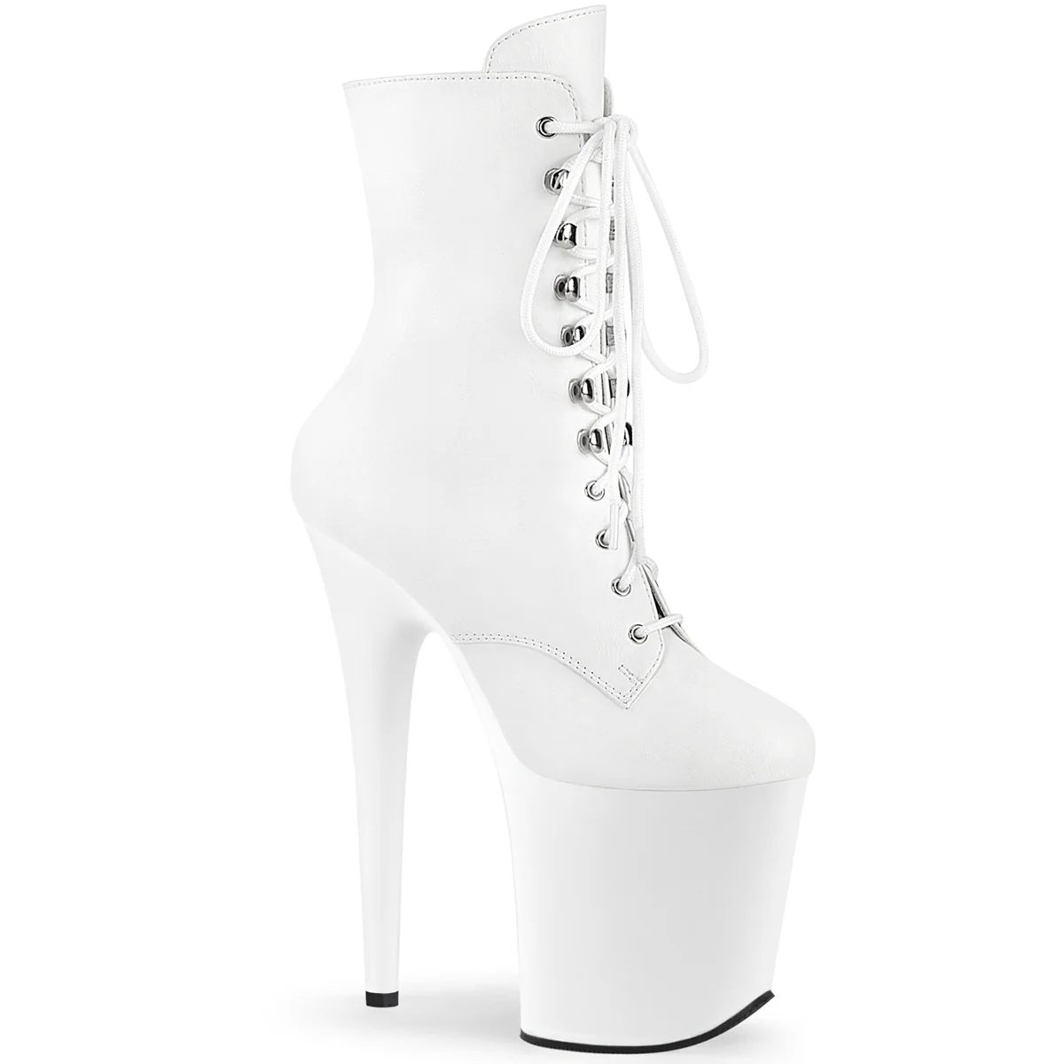 White 8 Inch Dancer Platform Ankle Boots - Pleaser FLAMINGO-1020