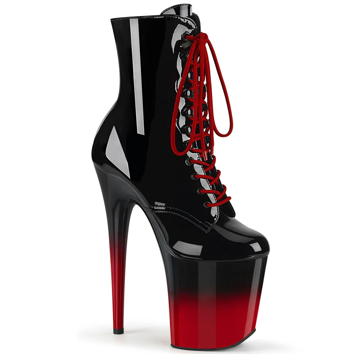 Black Red 8 Inch Strippers Ankle Boots -  Pleaser FLAMINGO-1020BR-H